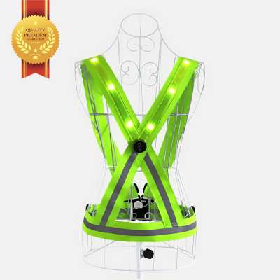 High Quality Wholesale Running Bike Motorcycle Police Flashing Led Reflective Safety Vest With Led Light China